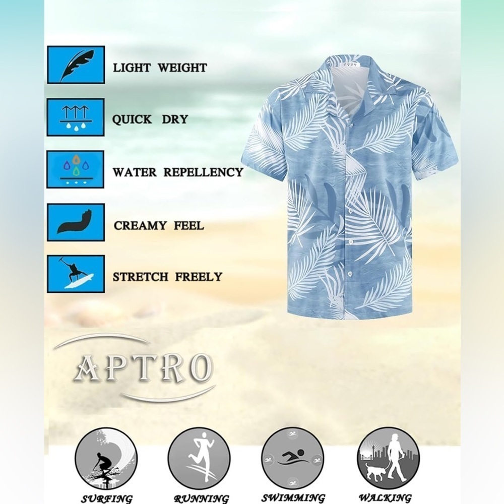 Men's Hawaiian Shirt Short Sleeve Tropical Button Down Shirt, size 2X